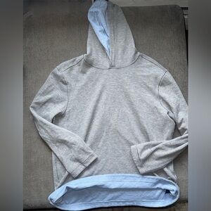Men's Lightweight Hooded Sweater - Heather Gray with Light Blue Lining